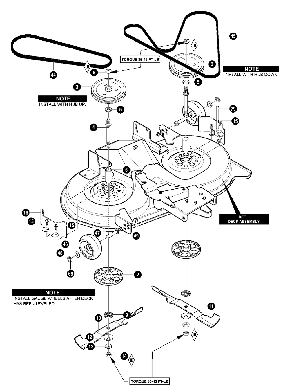 Blades And Belts Diagram and Parts List for 40379X88-(VRO4016HRX)  Briggs and Stratton Lawn Tractor